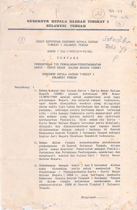 Pembnetukan Tim pendahuluan / pemasyarakatan GBHN No. : Sek.1/050/219-VI/1988