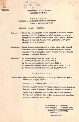 Keputusan Menteri Dalam Negeri RI No. : 29/PD thn 1975 tgl 22-3-1975 memutuskan pemberhentian dng...