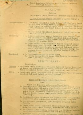 SK GKDH Prov. Sulteng tentang Pembentukan Dinas Kehutanan Provinsi Sulawesi Tengah  No : 3/Pem/1967