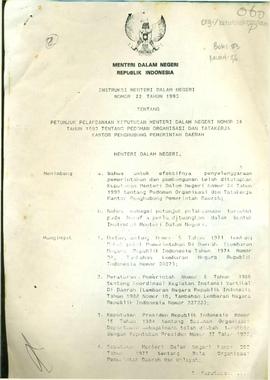 Instruksi Mendagri tentang petunjuk pelaksanaan keputusan Mendagri Nomor 24 tahun 1993 tentang pe...