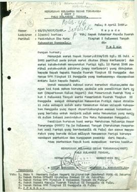 Pemindahan Ibukota Kabupaten Donggala No. : 03/IV/KKBT/1987