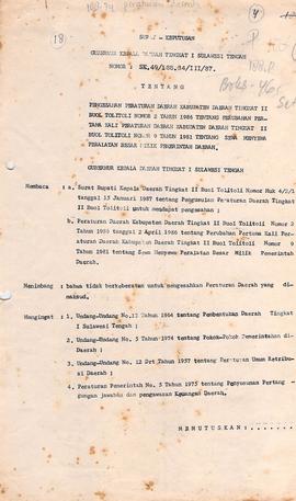 Pengesahan peraturan derah kabupaten daerah TK II Buol Toli-Toli no. 2 tahun 1986 ttg perubahan p...