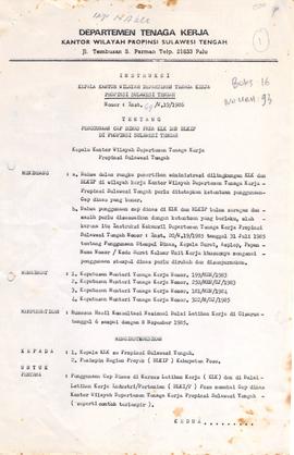 Penggunaan Cap Dinas pada KLK dan BLKIP di Prov. Sulteng No. : Inst. 69/W.19/1986