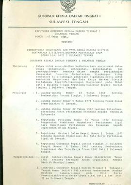 Pembentukan Organisasi dan tatakerja Markas Distrik Pertahanan Sipil/ Perlindungan Masyarakat pad...