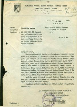 SK BKDH TK II Banggai No. 58/OP-410/85 ttg pengangkatan pejabat sementara kepala desa Dodung wila...