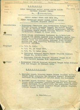 Resolusi DPRD-GR Prov. Sulteng tentang mendesak pelaksanaan Instruksi No. : 33/EKON/1968 secara m...