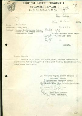 Laproran Perkembangan Pelaksanaan UU No.5/1979 ttg Pemerintahan Desa  No. : 140/0290