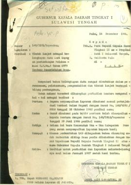 Tindak lanjut sebagai kelengkapan data dari laporan perkembangan pelaksanaan UU No.: 5 tahun 1979...