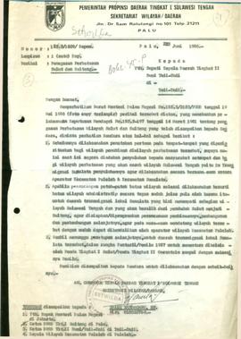 Penegasan perbatasan Sulawesi Utara dan Sulawesi Tengah  No.: 185.5/1629/Ropem